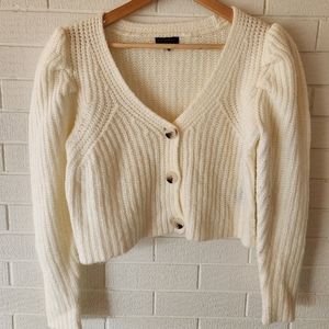 Anthropologie Current Air cropped puffed sleeve cardigan in size small